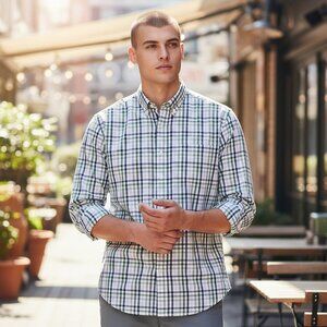 J. CREW Men's EUC Classic Fit Flex Washed Plaid Button Down Shirt | Size XL